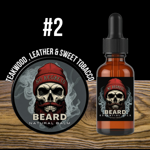 2 Teakwood, Leather & Sweet Tobacco – No Regrets Beards Products